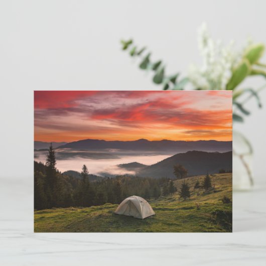 Bergen | Camping Foggy Sunrise Bedankkaart (Staand voorkant)