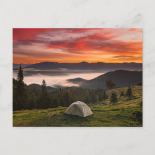 Bergen   Camping Foggy Sunrise Briefkaart
