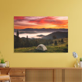 Bergen | Camping Foggy Sunrise Canvas Afdruk (Insitu (Woonkamer))
