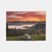 Bergen | Camping Foggy Sunrise Fleece Deken (Voorkant (Horizontaal))