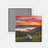 Bergen | Camping Foggy Sunrise Magneet (Voorkant / Achterkant)