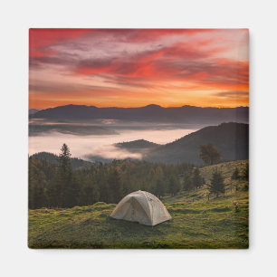 Bergen   Camping Foggy Sunrise Magneet
