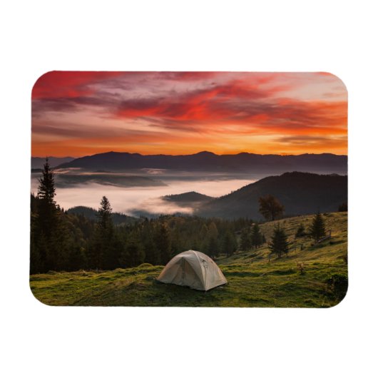 Bergen | Camping Foggy Sunrise Magneet (Horizontaal)