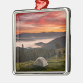 Bergen | Camping Foggy Sunrise Metalen Ornament (Links)