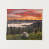 Bergen | Camping Foggy Sunrise Wandkleed (Voorkant (horizontaal))