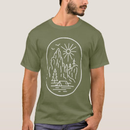 Bergen Camping Geometrische Lijn Kunst Minimalist T-shirt
