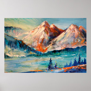 Bergen, Canyon. Bergpiek, bergkam, bergen Poster