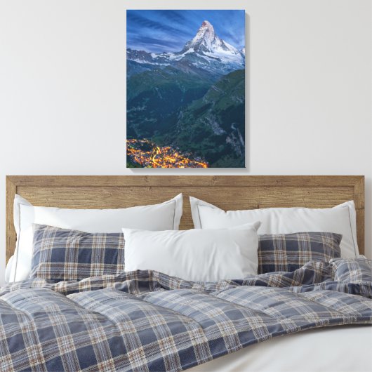 Bergen | De Matterhorn, Zermatt, Zwitserse Alpen Canvas Afdruk (Insitu (Slaapkamer))