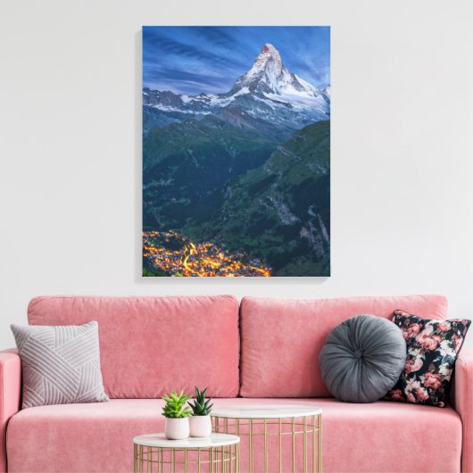 Bergen | De Matterhorn, Zermatt, Zwitserse Alpen Canvas Afdruk (Insitu (Woonkamer))