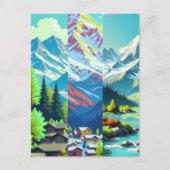 Bergen - Digitale landschapskunst in waterverf Briefkaart (Voorkant)