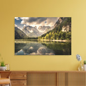 Bergen | Dürrensee Lake, Dolomites, Italië Canvas Afdruk (Insitu (Woonkamer))