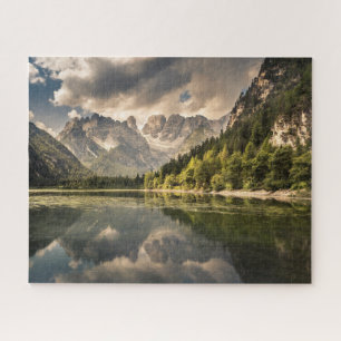 Bergen Dürrensee Lake, Dolomites, Italië Legpuzzel
