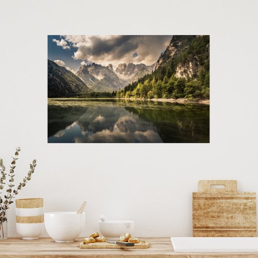 Bergen | Dürrensee Lake, Dolomites, Italië Poster (Keuken)