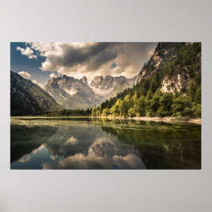 Bergen   Dürrensee Lake, Dolomites, Italië Poster