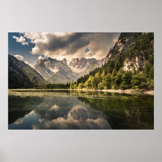 Bergen | Dürrensee Lake, Dolomites, Italië Poster (Voorkant)