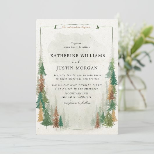 bergen - elegant rustic Wedding Invitation (Staand voorkant)