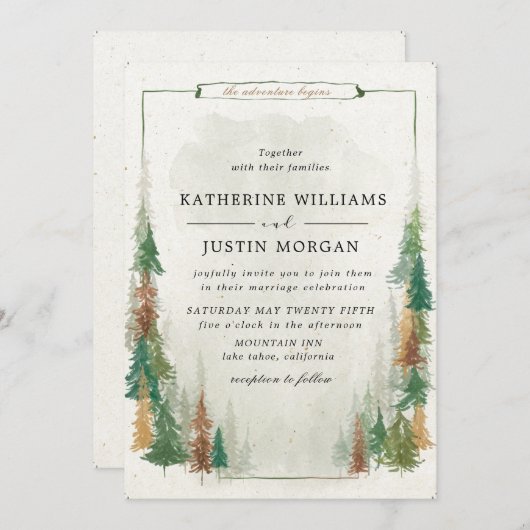 bergen - elegant rustic Wedding Invitation (Voorkant / Achterkant)