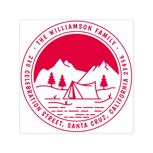 Bergen en beugels rond Camping Return-adres Zelfinktende Stempel (Design)