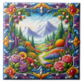 Bergen en bloemen Landschap Tegels Tegeltje (Voorkant)