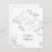 bergen en bloemen sparen de datum bruiloft aankondigingskaart (Voorkant / Achterkant)
