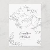 bergen en bloemen sparen de datum bruiloft aankondigingskaart (Voorkant)