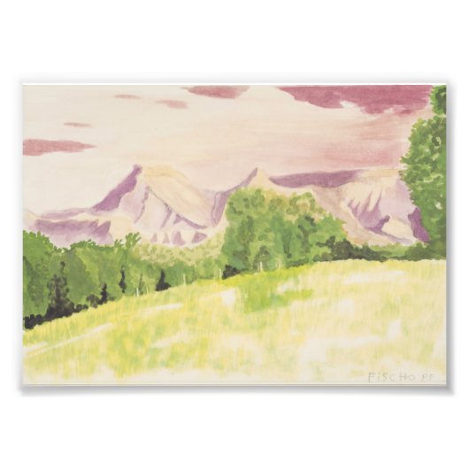 Bergen en Bomen Foto Afdruk (Voorkant)