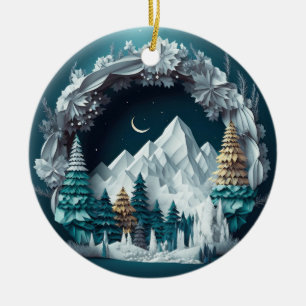 Bergen en Bomen Landschap Keramisch Ornament