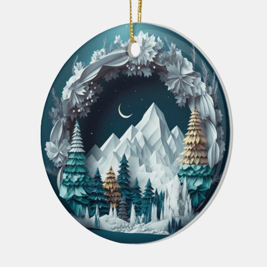 Bergen en Bomen Landschap Keramisch Ornament (Links)