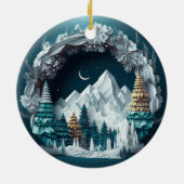 Bergen en Bomen Landschap Keramisch Ornament (Achterkant)