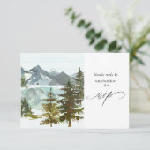 Bergen en bomen Rustic w Meal RSVP-kaart RSVP Kaartje (Staand voorkant)