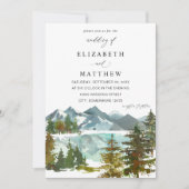 Bergen en bomen Rustic Wedding Kaart (Voorkant)