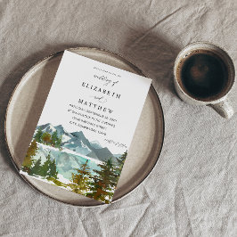 Bergen en bomen Rustic Wedding Kaart