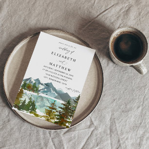 Bergen en bomen Rustic Wedding Kaart