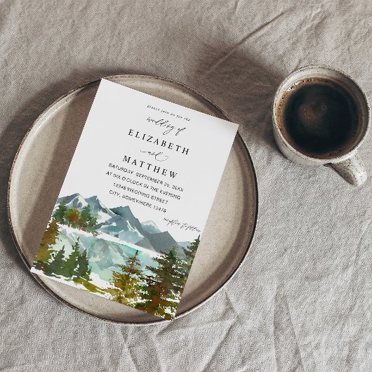 Bergen en bomen Rustic Wedding Kaart