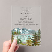 Bergen en bomen rustieke bruiloft v2 acryl uitnodigingen (Insitu (Draagbaar))