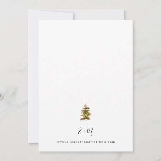 Bergen en bomen rustieke bruiloft v2 kaart (Achterkant)