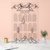 Bergen en bomen schetsen bruiloft zitkaart acryl bord (Huwelijk)