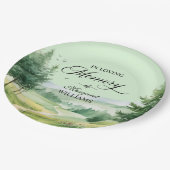 Bergen en bomen vieren begrafenis papieren bordje (Gekanteld)