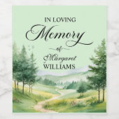 Bergen en bomen vieren begrafenis wijn etiket (Enkel label)