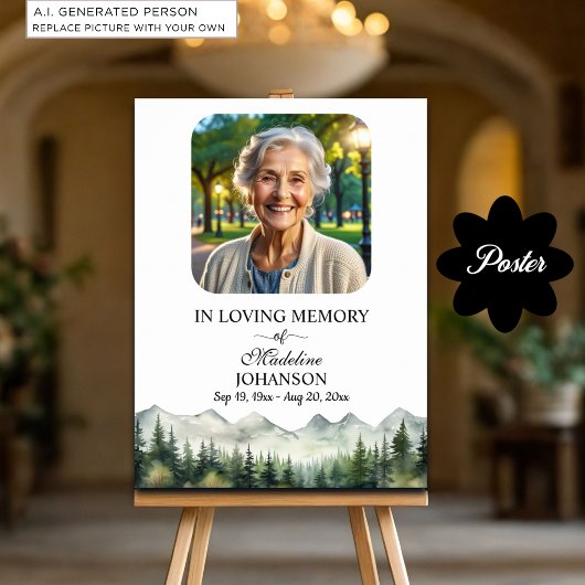 Bergen en Bomen Viering Van Het Leven Funeral Poster