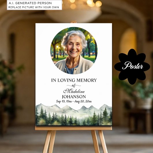 Bergen en Bomen Viering Van Het Leven Funeral Poster