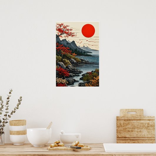 Bergen en bos poster (Keuken)