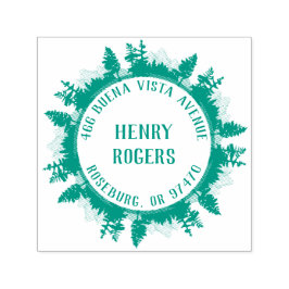 Bergen en bosbomen rond retouradres  zelfinktende stempel