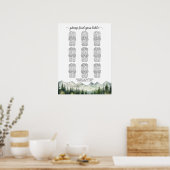 Bergen en dennen 9 Tafels Trouwstoelen Poster (Keuken)