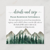 Bergen en dennen bruiloft details & RSVP QR-code Informatiekaartje (Voorkant)