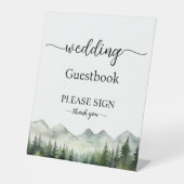 Bergen en dennen Elegant gastenboek ondertekenen Reclamebord Met Voetstuk (Voorkant)