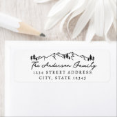 Bergen en dennen Hand Script Return Adres Etiket (Insitu)