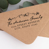 Bergen en dennen Hand Script Return Adres Zelfinktende Stempel