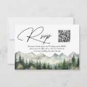 Bergen en dennen QR Code Wedding RSVP Kaart (Voorkant)