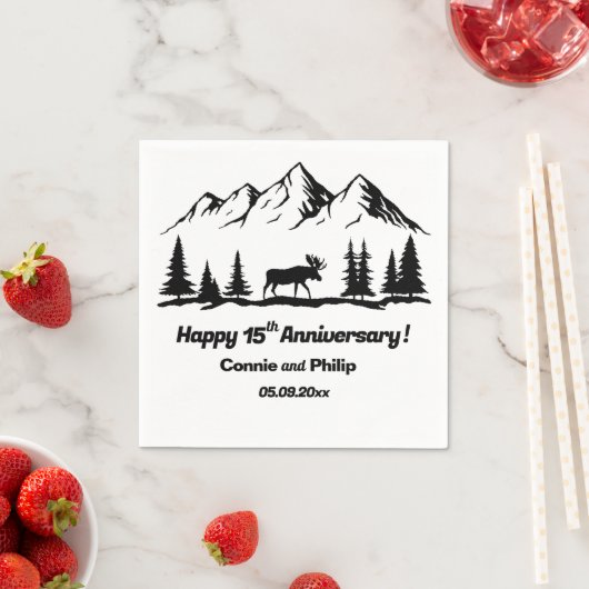 Bergen en eland 15e bruiloft Jubileum Servet (Insitu)